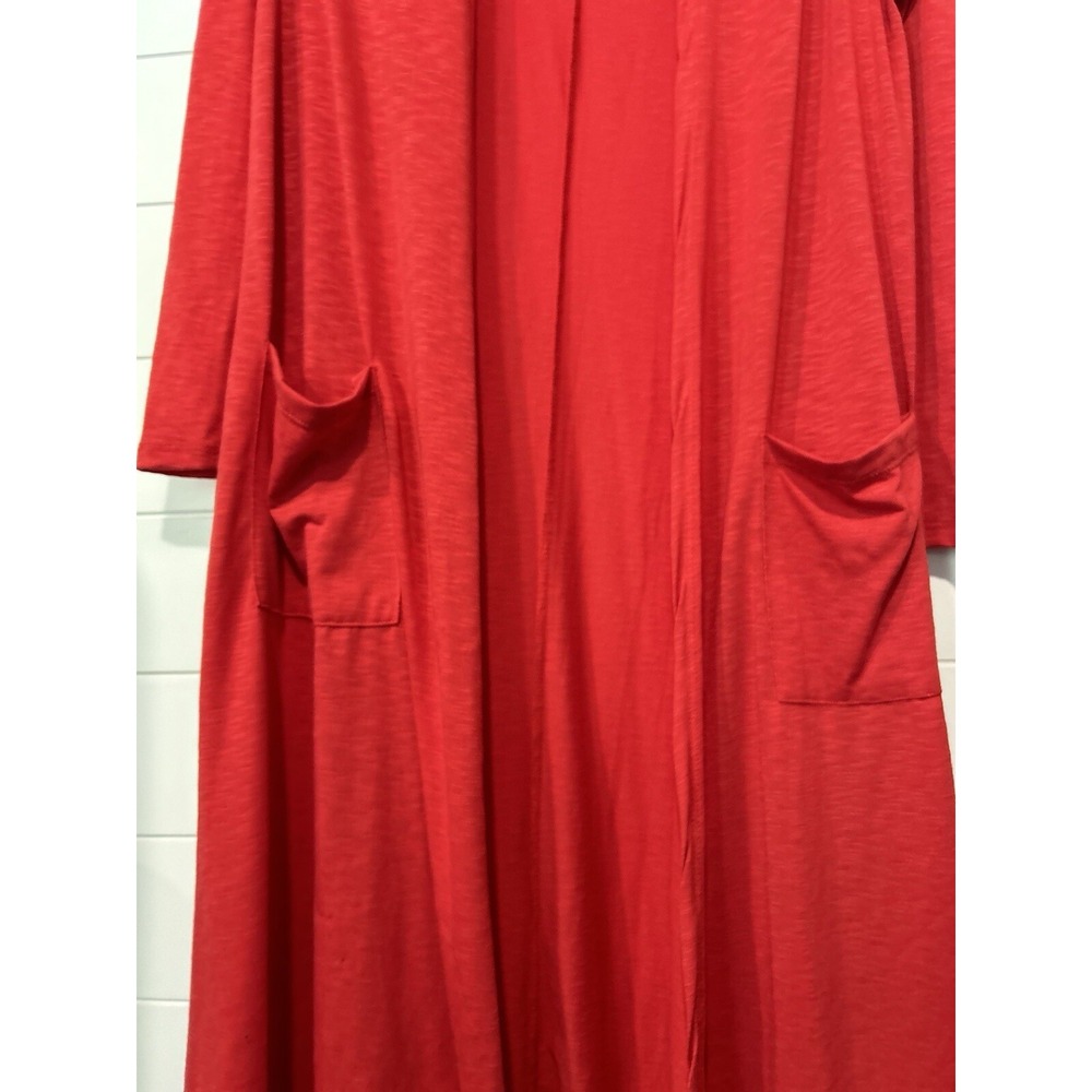 LuLaRoe Red Slub Knit Longline‎ Duster Cardigan Pockets Small - Picture 2 of 6